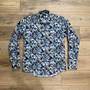Sand Copenhagen Mens Floral Flamingo Print Cotton Button Up Shirt Size 42 16.5